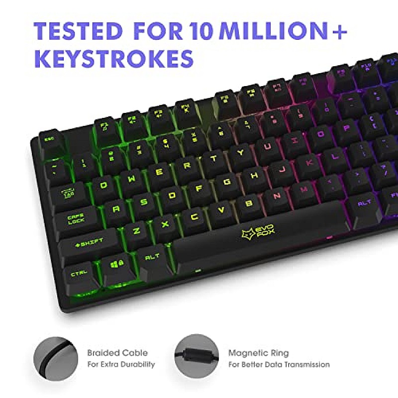 Amkette EvoFox Fireblade Backlit Membrane Wired Gaming Keyboard with Breathing Effect 19 Anti-Ghosting Keys Refurbished 