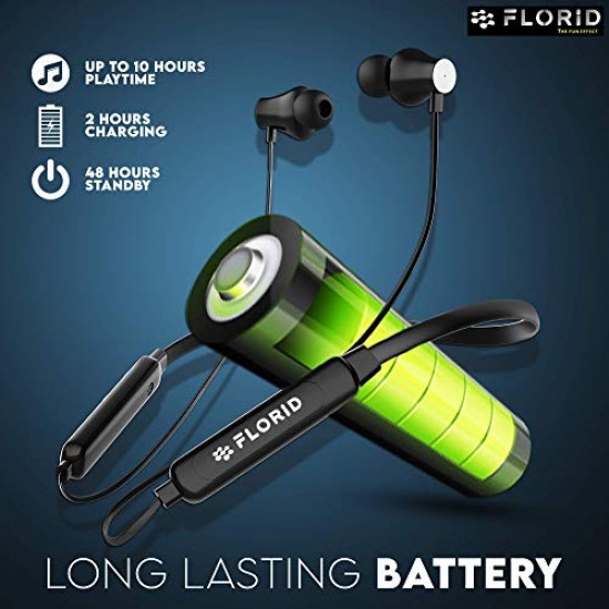 FLORID Rave Machine 01 High Bass Wireless Neckband Headphone with in-Built Mic  Bluetooth 5.0 Seamless connectivity  IPX4 Sweat Proof 