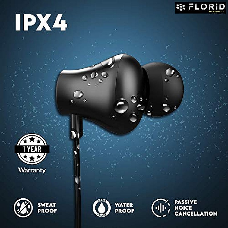 FLORID Rave Machine 01 High Bass Wireless Neckband Headphone with in-Built Mic  Bluetooth 5.0 Seamless connectivity  IPX4 Sweat Proof 