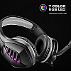 Cosmic Byte GS430 Gaming wired over ear Headphone, 7 Color RGB LED and Microphone Black