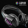 Cosmic Byte GS430 Gaming wired over ear Headphone, 7 Color RGB LED and Microphone Black