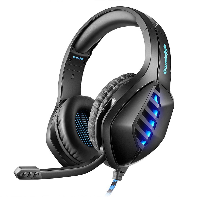 Cosmic Byte GS430 Gaming wired over ear Headphone, 7 Color RGB LED and Microphone Black