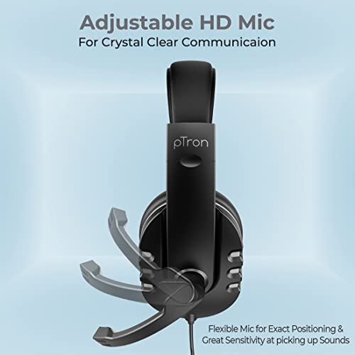 pTron Soundster Arcade Over-Ear Wired Headphones, Ergonomic Headset with Mic (Black) pTron Soundster Arcade Over-Ear Wired Headphones, Ergonomic Headset with Mic (Black)