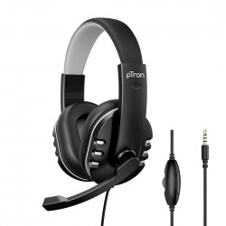 pTron Soundster Arcade Over-Ear Wired Headphones, Ergonomic Headset with Mic (Black)