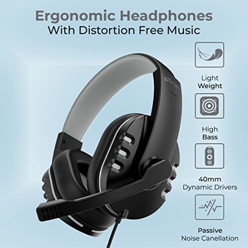 pTron Soundster Arcade Over-Ear Wired Headphones, Ergonomic Headset with Mic (Black) pTron Soundster Arcade Over-Ear Wired Headphones, Ergonomic Headset with Mic (Black)
