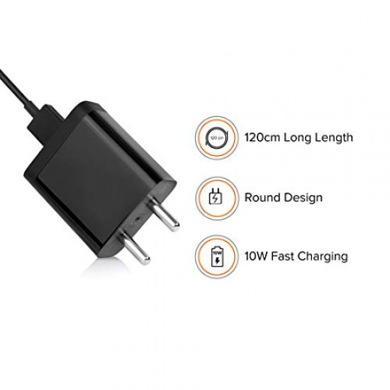Mi 5V Charger 10W Wall Charger with USB Cable|Compatible for Mobile, Headphones, TWS, Game Console, Power Banks -Black