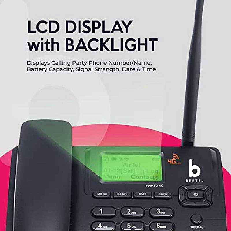 Beetel F5 4G LCD Screen High-Performance Landline phone (Black)