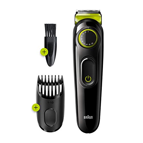 Braun Beard Trimmer BT3221 and Hair Clipper for Men, Lifetime Sharp Blades, 20 Length Settings, 50mins cordless trimming, Black/Volt Green Braun Beard Trimmer BT3221 and Hair Clipper for Men, Lifetime Sharp Blades, 20 Length Settings, 50mins cordless trimming, Black/Volt Green