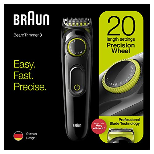 Braun Beard Trimmer BT3221 and Hair Clipper for Men, Lifetime Sharp Blades, 20 Length Settings, 50mins cordless trimming, Black/Volt Green Braun Beard Trimmer BT3221 and Hair Clipper for Men, Lifetime Sharp Blades, 20 Length Settings, 50mins cordless trimming, Black/Volt Green