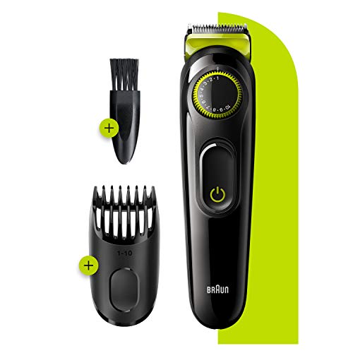 Braun Beard Trimmer BT3221 and Hair Clipper for Men, Lifetime Sharp Blades, 20 Length Settings, 50mins cordless trimming, Black/Volt Green Braun Beard Trimmer BT3221 and Hair Clipper for Men, Lifetime Sharp Blades, 20 Length Settings, 50mins cordless trimming, Black/Volt Green