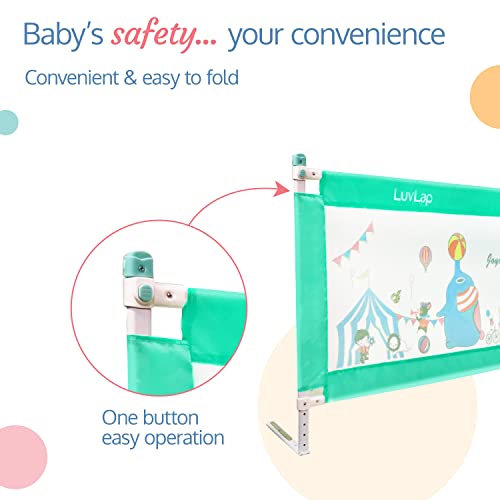 LuvLap Comfy Baby Bed Rail Guard for Baby & Toddler Safety Bed rails for baby safety Pack of 1 (Green)