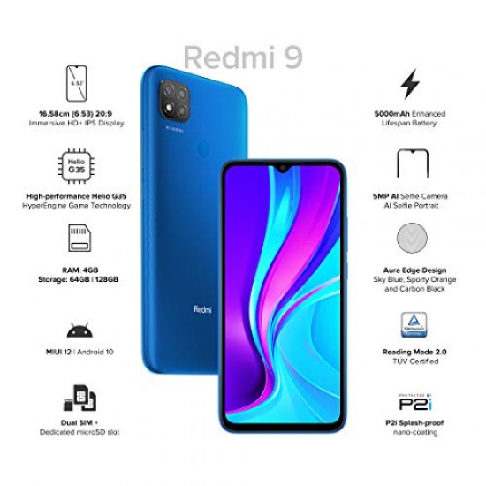 Redmi 9 (Sky Blue, 4GB RAM, 64GB Storage) Refurbished