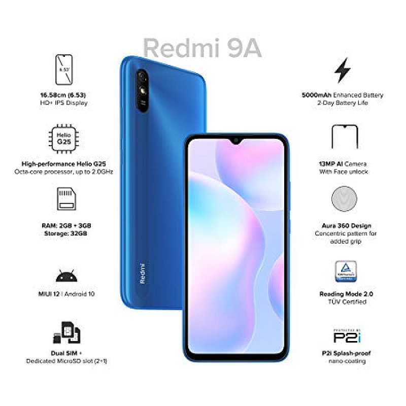 Redmi 9 (Sky Blue, 4GB RAM, 64GB Storage) Refurbished