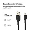 Belkin Apple Certified Lightning to USB A and Sync Tough Braided Cable for iPhone, iPad, Air Pods, 6.6 feet (2 meters) – Black