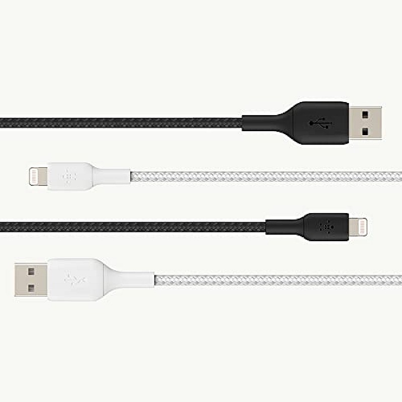 Belkin Apple Certified Lightning to USB A and Sync Tough Braided Cable for iPhone, iPad, Air Pods, 6.6 feet (2 meters) – Black