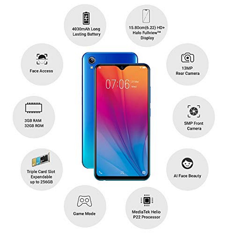 Vivo Y91i (Ocean Blue 3GB RAM, 32GB Storage) Refurbished