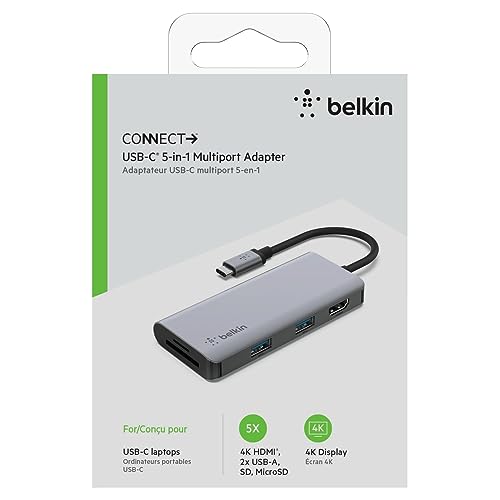 Belkin USB-C Multimedia + Charge Adapter (100W) with Tethered USB-C Cable Black Belkin USB-C Multimedia + Charge Adapter (100W) with Tethered USB-C Cable Black