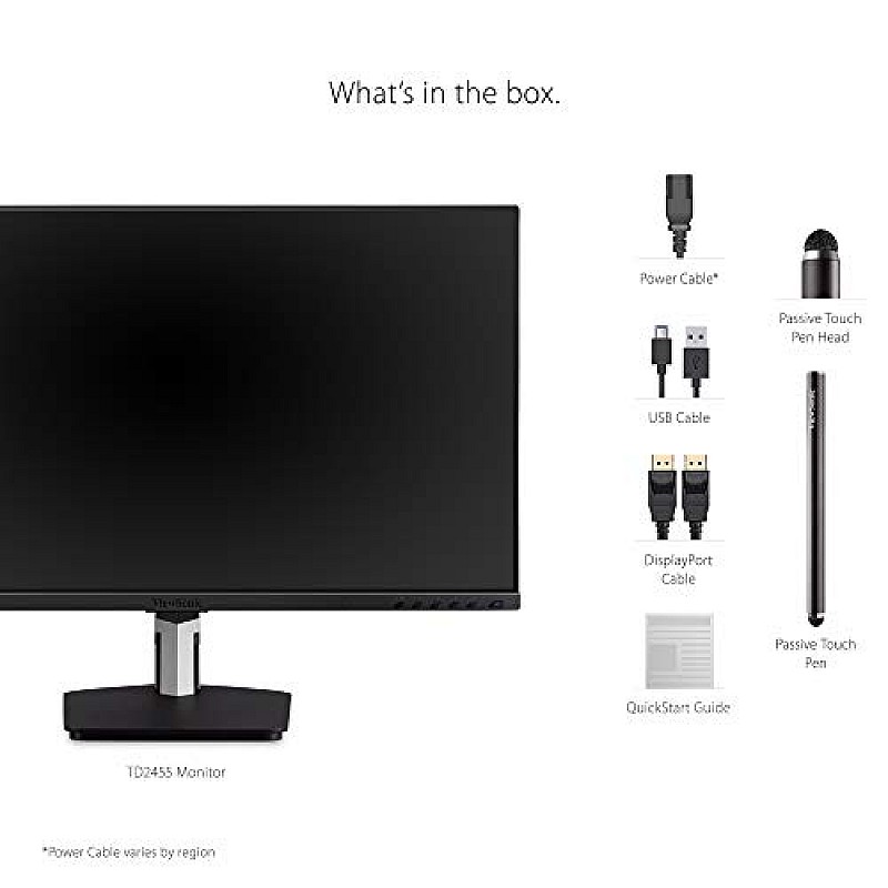 ViewSonic (Originated in USA 16 Inch FHD IPS Portable Touch Monitor,10 Point Capacitive Touch, Bezel Less TD1655 Silver