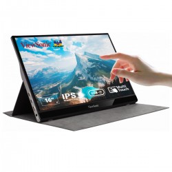 ViewSonic (Originated in USA 16 Inch FHD IPS Portable Touch Monitor,10 Point Capacitive Touch, Bezel Less TD1655 Silver