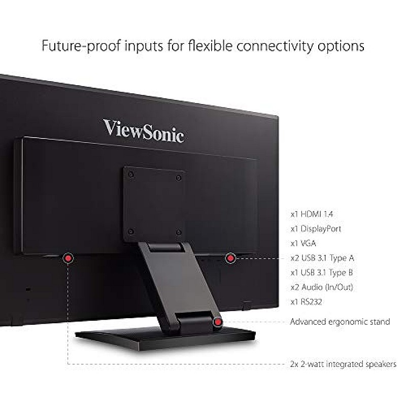 ViewSonic (Originated in USA 16 Inch FHD IPS Portable Touch Monitor,10 Point Capacitive Touch, Bezel Less TD1655 Silver