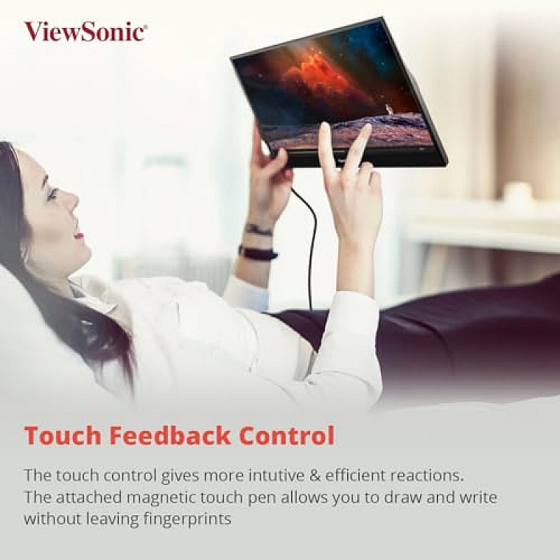 ViewSonic (Originated in USA 16 Inch FHD IPS Portable Touch Monitor,10 Point Capacitive Touch, Bezel Less TD1655 Silver