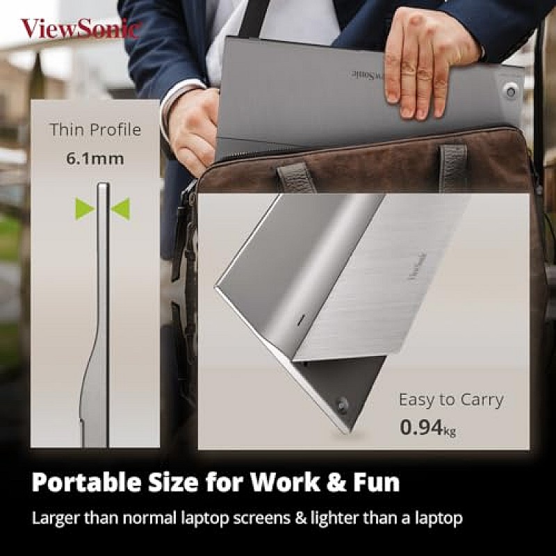 ViewSonic (Originated in USA 16 Inch FHD IPS Portable Touch Monitor,10 Point Capacitive Touch, Bezel Less TD1655 Silver