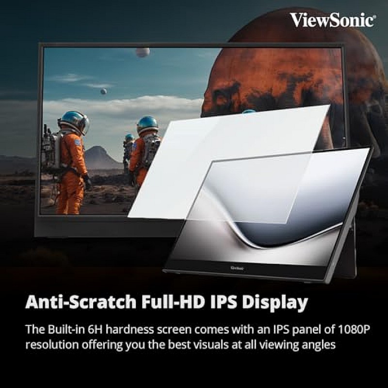 ViewSonic (Originated in USA 16 Inch FHD IPS Portable Touch Monitor,10 Point Capacitive Touch, Bezel Less TD1655 Silver