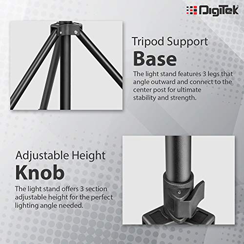 DIGITEK® (DLS-9FT) Lightweight & Portable Aluminum Alloy Light Stand for Ring Light, Reflector, Flash Units, Diffuser, Portrait, Softbox DIGITEK® (DLS-9FT) Lightweight & Portable Aluminum Alloy Light Stand for Ring Light, Reflector, Flash Units, Diffuser, Portrait, Softbox