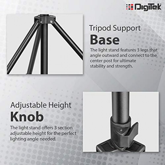 DIGITEK® (DLS-9FT) Lightweight & Portable Aluminum Alloy Light Stand for Ring Light, Reflector, Flash Units, Diffuser, Portrait, Softbox