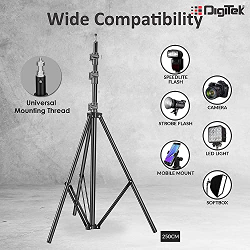 DIGITEK® (DLS-9FT) Lightweight & Portable Aluminum Alloy Light Stand for Ring Light, Reflector, Flash Units, Diffuser, Portrait, Softbox DIGITEK® (DLS-9FT) Lightweight & Portable Aluminum Alloy Light Stand for Ring Light, Reflector, Flash Units, Diffuser, Portrait, Softbox