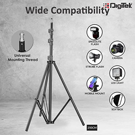 DIGITEK® (DLS-9FT) Lightweight & Portable Aluminum Alloy Light Stand for Ring Light, Reflector, Flash Units, Diffuser, Portrait, Softbox