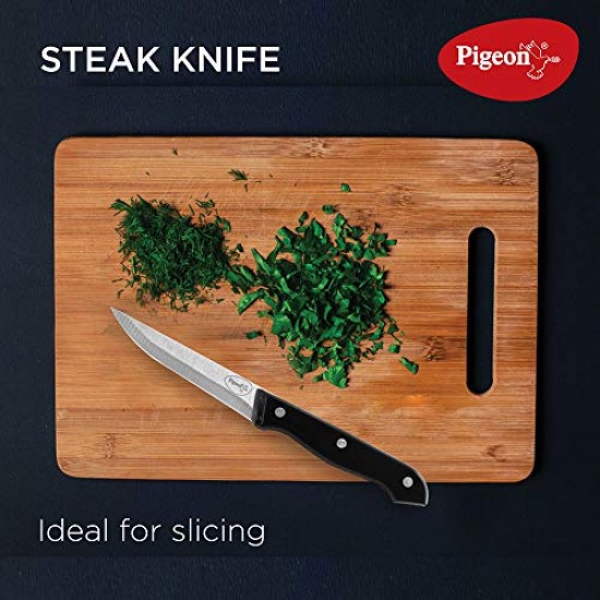 Pigeon by Stovekraft Angular Holder Shears Kitchen Knifes 6 Piece Set with Wooden Block (Stainless Steel)