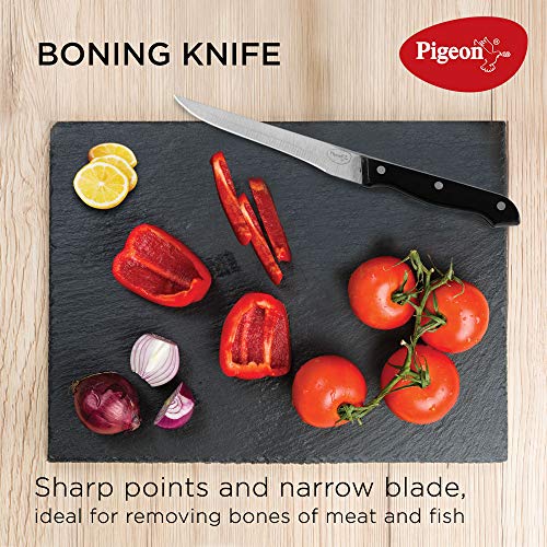 Pigeon by Stovekraft Angular Holder Shears Kitchen Knifes 6 Piece Set with Wooden Block (Stainless Steel) Pigeon by Stovekraft Angular Holder Shears Kitchen Knifes 6 Piece Set with Wooden Block (Stainless Steel)