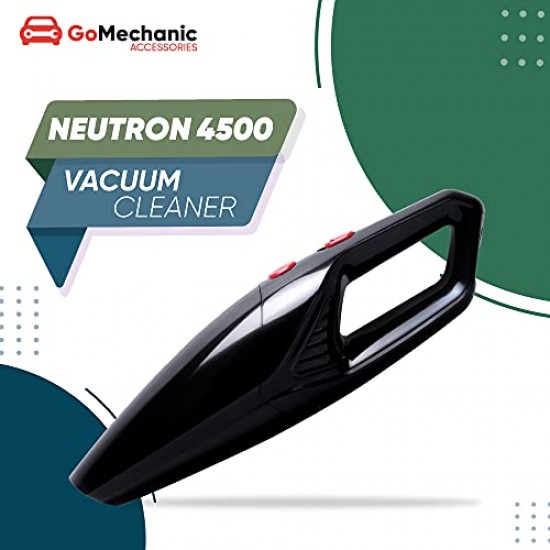 GoMechanic Neutron 4500 Handheld Super Suction Wet Dry Power Car Vacuum Cleaner with Anti-Bacterial Cleaning  (Black)