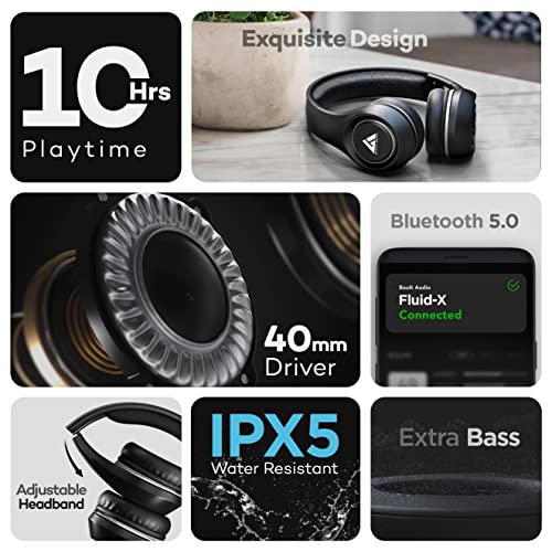 Boult Audio ProBass FluidX Wireless Bluetooth Over The Ear Headphone with Mic (Black) Boult Audio ProBass FluidX Wireless Bluetooth Over The Ear Headphone with Mic (Black)
