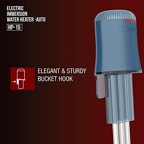 Havells HP15 Auto 1500 Watt Immersion Heater  ISI Mark Heavy Duty 3 Pin Moulded Plug, Touch Protection Cover Blue
