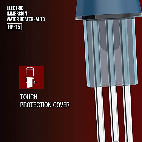 Havells HP15 Auto 1500 Watt Immersion Heater  ISI Mark Heavy Duty 3 Pin Moulded Plug, Touch Protection Cover Blue