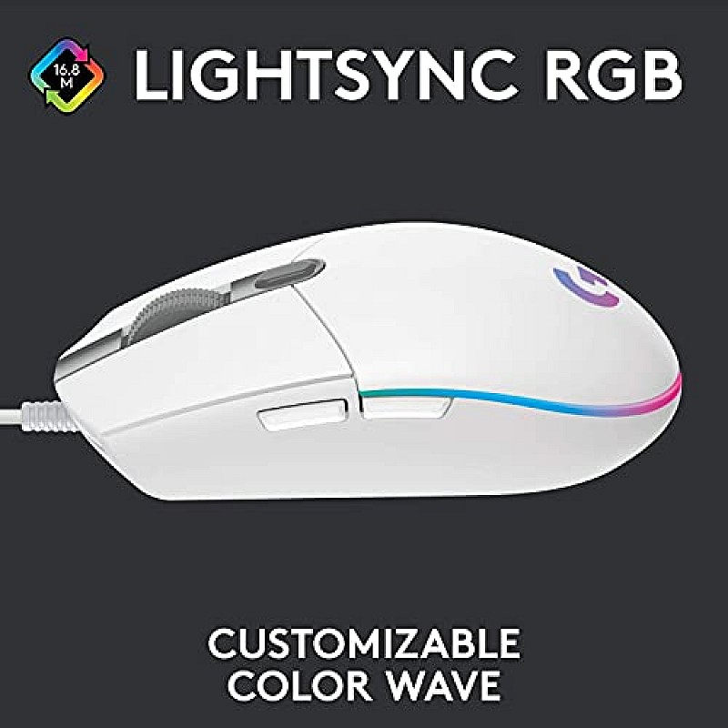 Logitech G102 Light Sync Gaming Wired Mouse with Customizable RGB Lighting, 6 Programmable Buttons