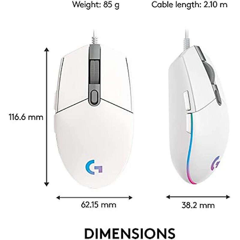 Logitech G102 Light Sync Gaming Wired Mouse with Customizable RGB Lighting, 6 Programmable Buttons