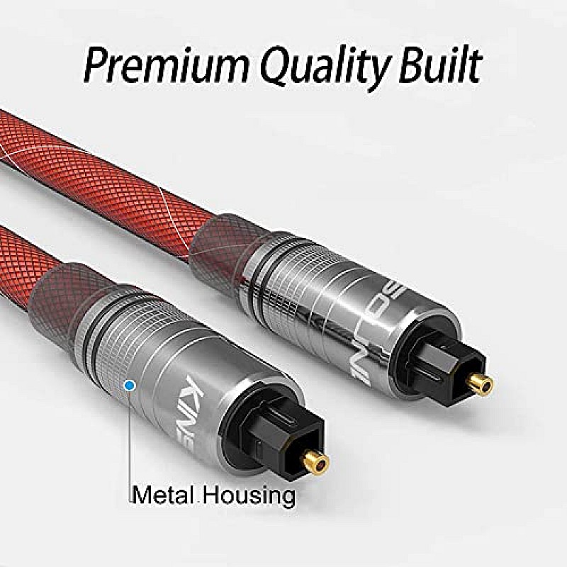 Kinsound Optical Audio Toslink Cable, Dolby Fiber Optic Cable 