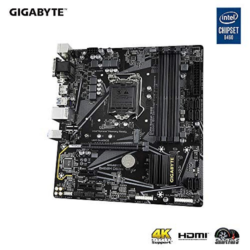 GIGABYTE B460M Gaming HD Motherboard with Gaming LAN, PCIe Gen3 x4 M.2, Anti-Sulfur Resistor, Smart Fan 5