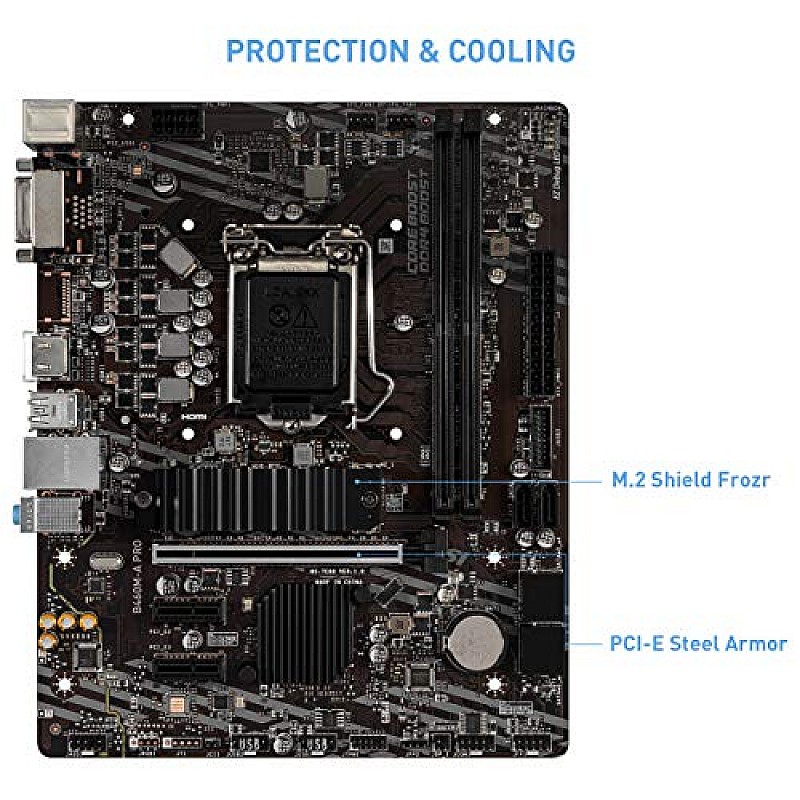 MSI B460M-A PRO Intel mATX Gaming Motherboard with 2 RAM Slots