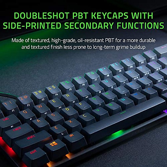 Razer Huntsman Mini 60% Gaming Keyboard Fastest Keyboard Switches Ever Clicky Optical Switches Chroma Rgb Lighting  Classic Black, Wired