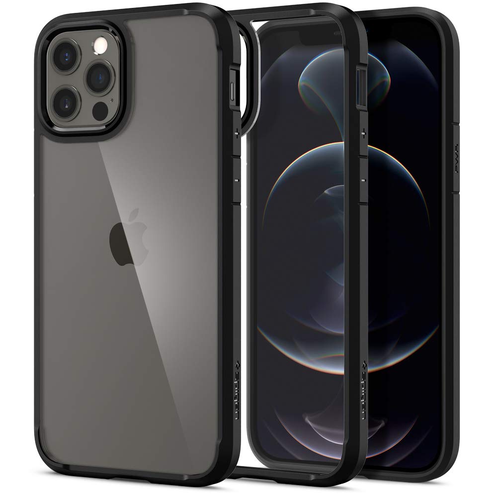 Spigen Ultra Hybrid Back Cover Case for iPhone 12 and iPhone 12 Pro (TPU + Poly Carbonate Matte Black)