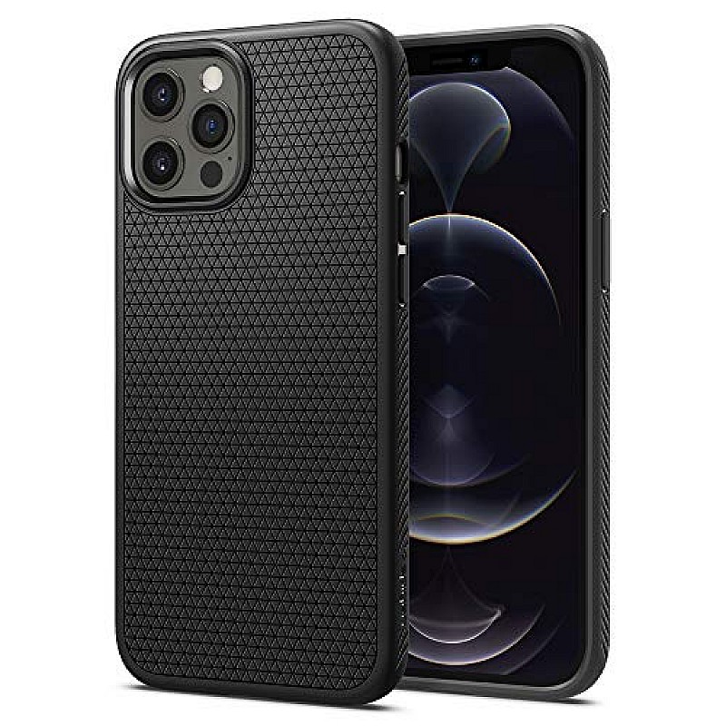 Spigen Liquid Air Back Cover Case for iPhone 12 and iPhone 12 Pro (TPU | Matte Black)