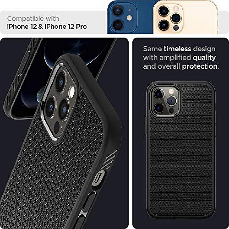 Spigen Liquid Air Back Cover Case for iPhone 12 and iPhone 12 Pro (TPU | Matte Black)