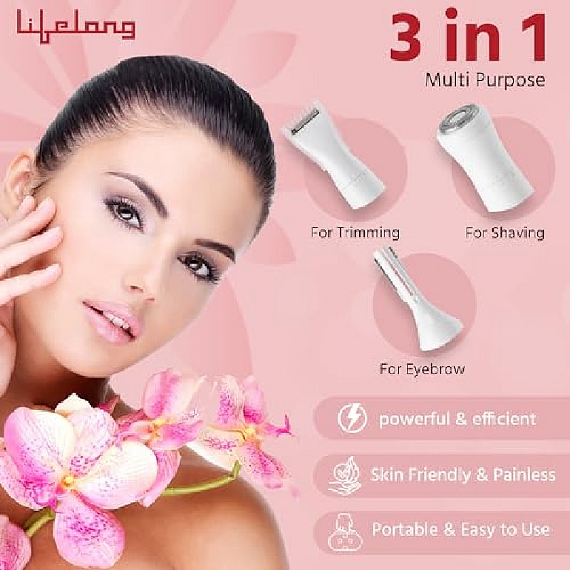 Lifelong Rechargeable Trimmer for Women 4 in 1 Women Trimmer for Women, 60 Minutes Runtime (LLPCW30 White