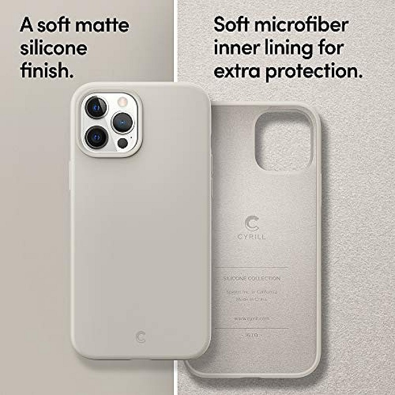 CYRILL Spigen Silicone Collection Soft Gel Fully Body Protection Smooth Back Cover for iPhone 12 / iPhone 12 Pro (Beige, Stone)