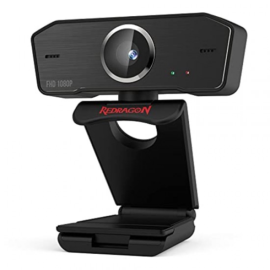 Redragon GW800 1080P Webcam with Built in Dual Microphone 360-Degree Rotation Black