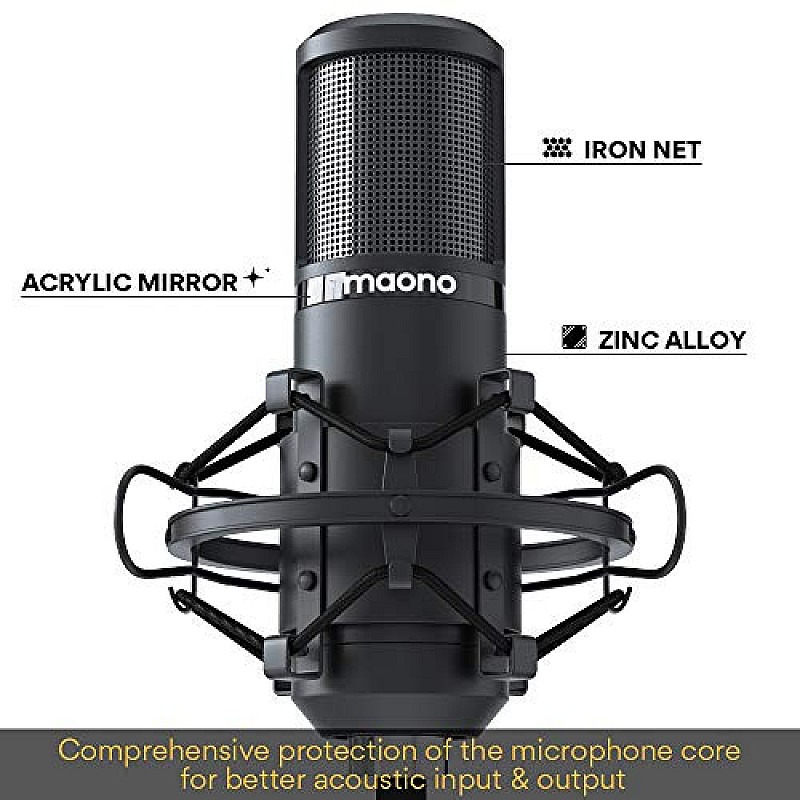 MAONO AU-PM420 USB Podcast Condenser Microphone, Computer Mic with Professional Sound Chipset for Gaming, Streaming